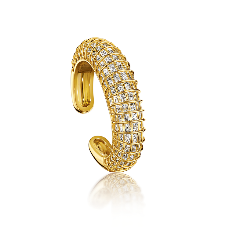 Verdura Caged Cuff in Gold and Rock Crystal