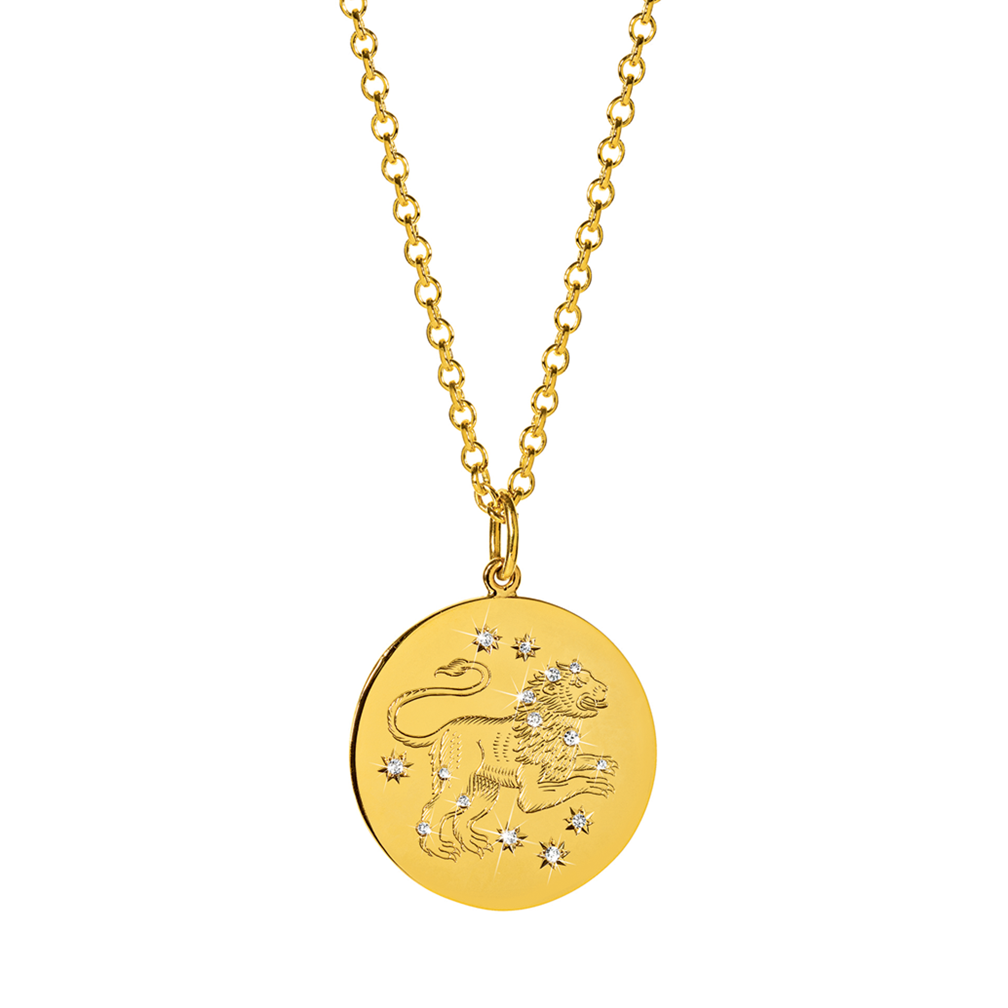 Gold Vermeil Leo Zodiac Gold Necklace Astrology Gold Leo Necklace