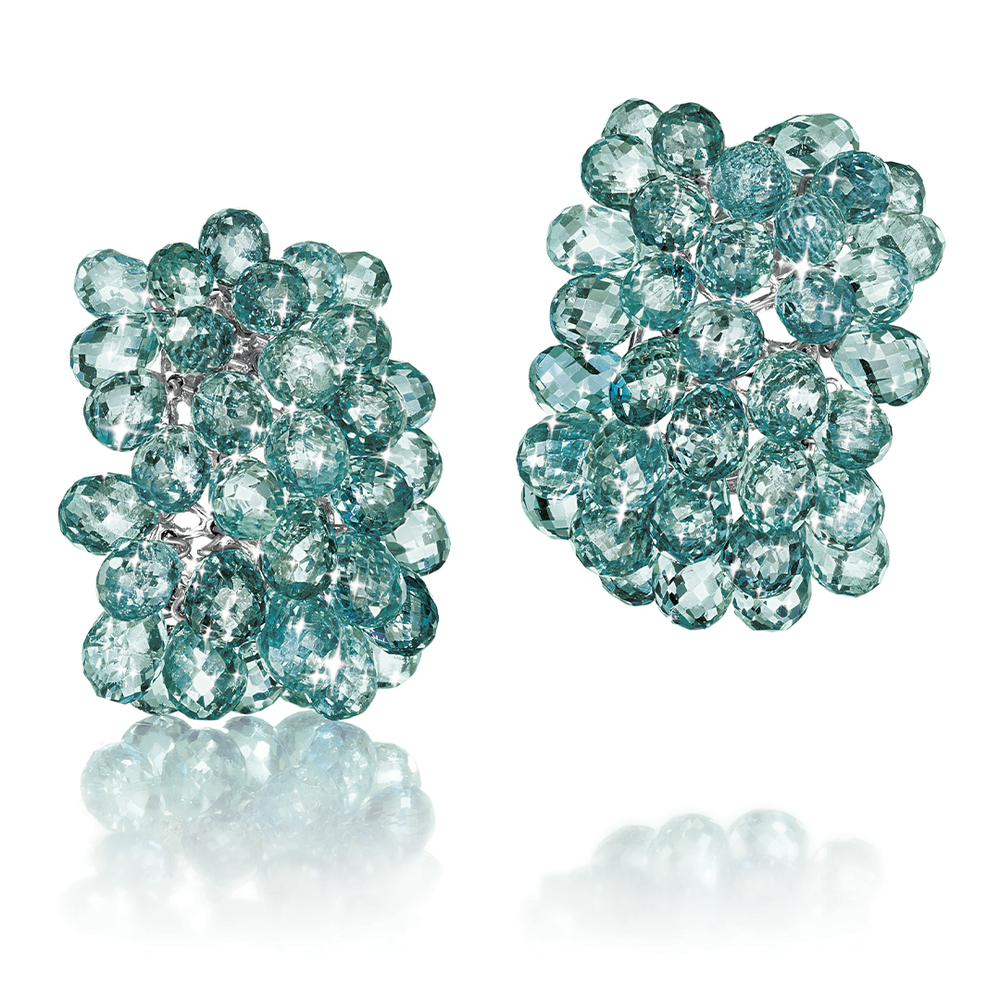 Briolette Earclips in Aquamarine