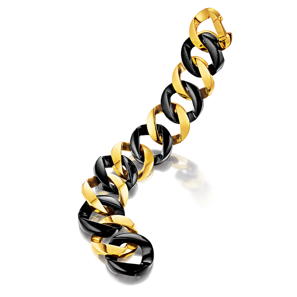 Curb-Link Bracelet in gold and Black Jade
