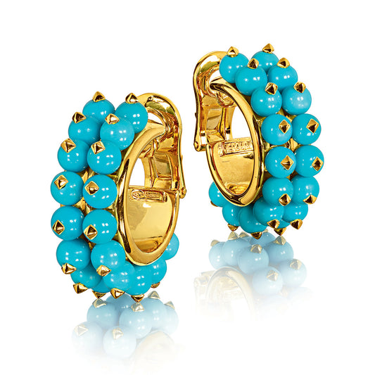 Beaded Hoop Earclips_Turquoise_