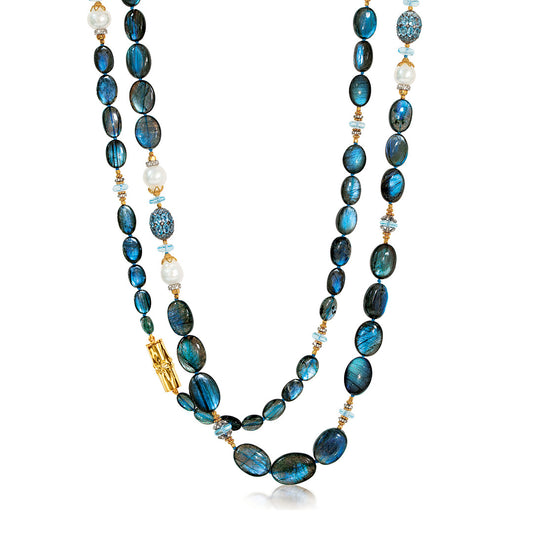 Byzantine Bead Necklace_Labradorite-Aqua-Pearl