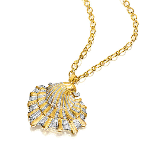 Verdura Conca D'Oro Pendant Brooch in Diamond Gold