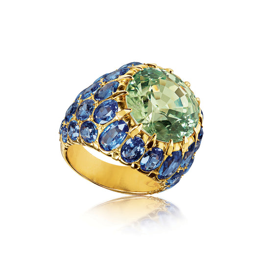 Verdura Mosaic Ring_Green Sapphire-Blue Sapphire