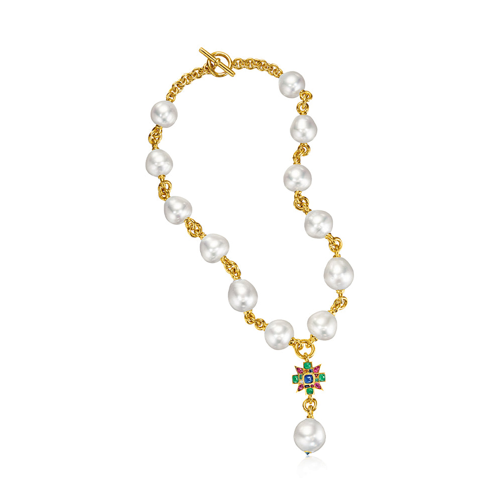 Byzantine Pearl "Y" Necklace