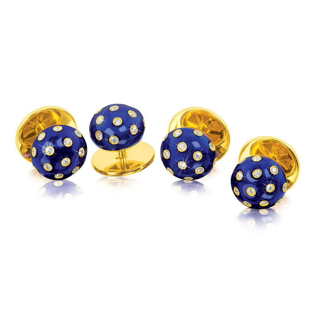 dress studs gold Five 18kt Yellow Gold shirt studs with White Opals