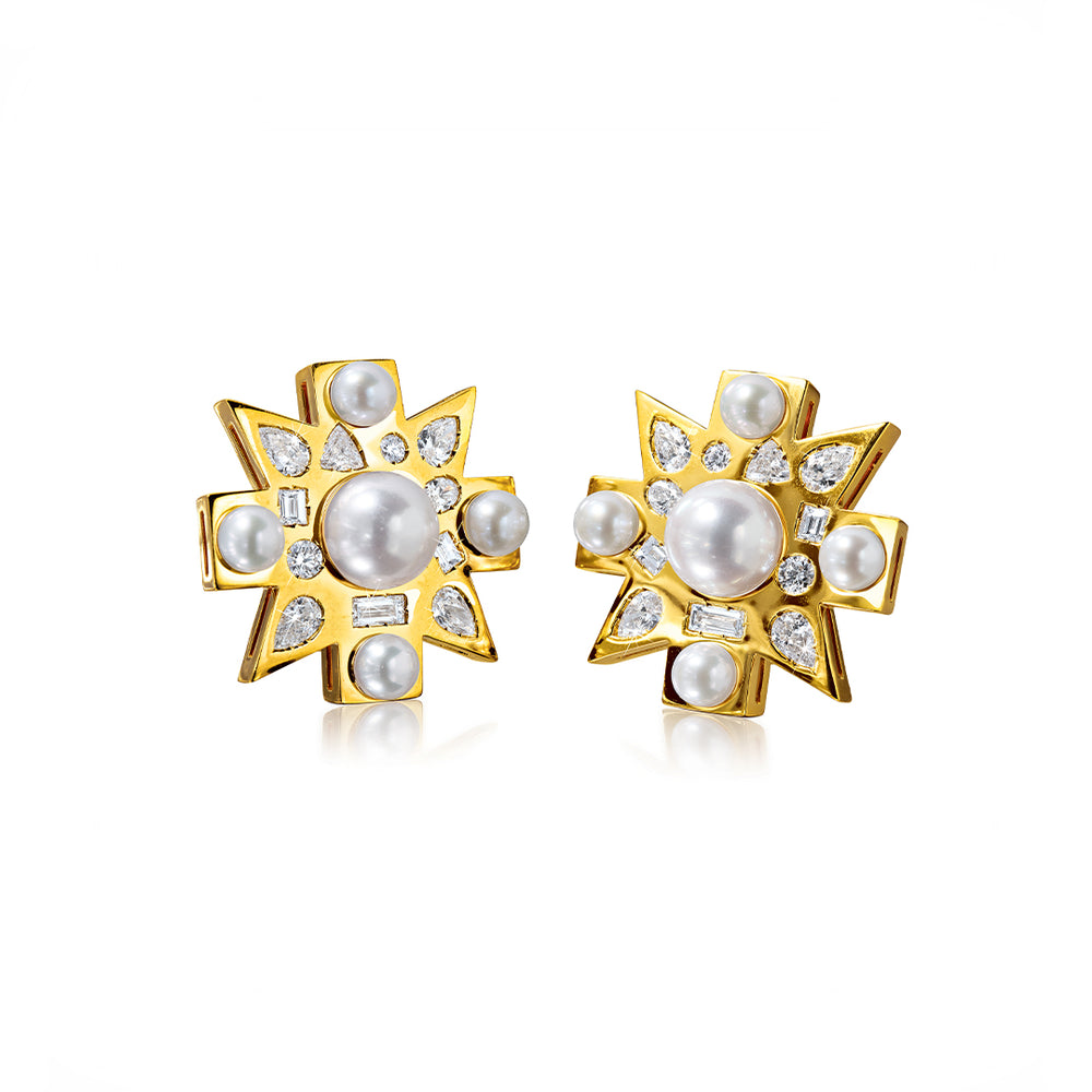 White Byzantine Earclips