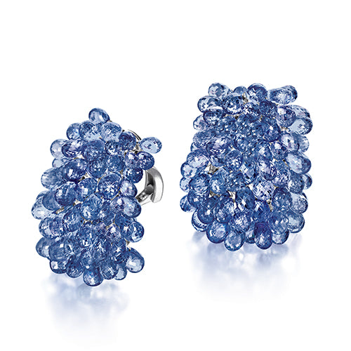 Briolette Earclips in Blue Sapphire