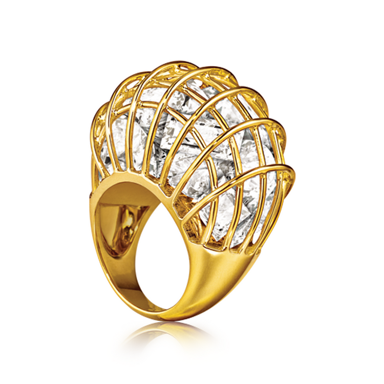 Verdura Caged Ring in Rock Crystal and Gold