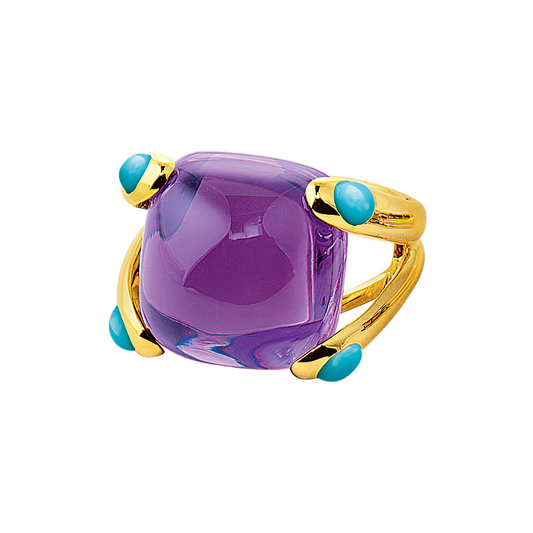 Verdura Candy Ring in Amethyst and Turquoise