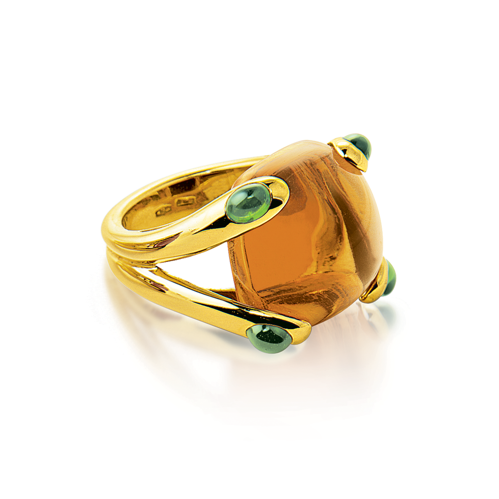 Verdura Candy Ring in Citrine and Chrome Tourmaline