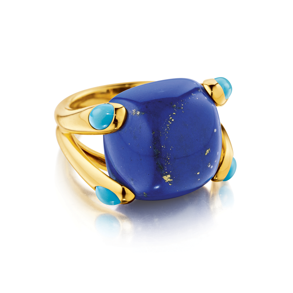 Verdura Candy Ring in Lapis and Turquoise