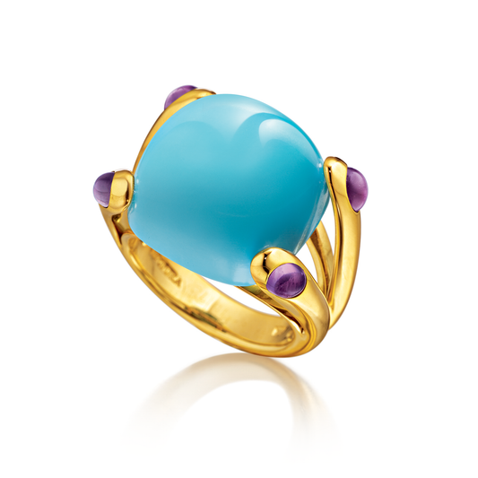 Verdura Candy Ring in Turquoise and Amethyst