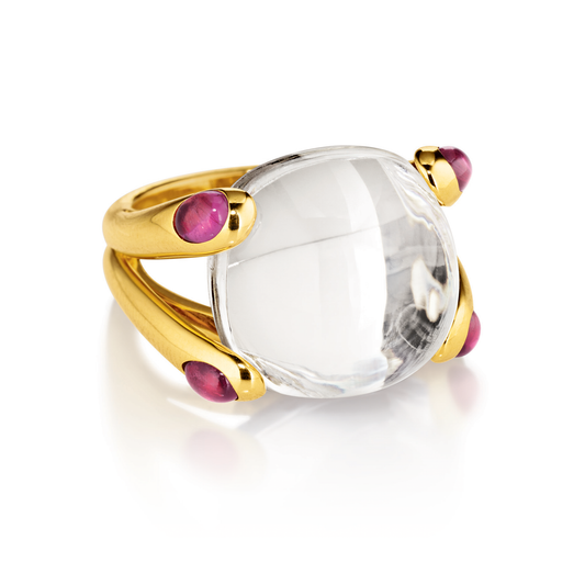 Verdura Candy Ring in White Topaz and Pink Tourmaline
