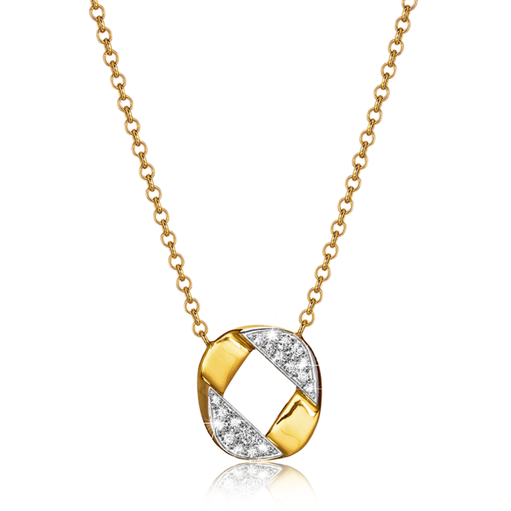 Verdura Curb-Link Piccolo Pendant Necklace in Gold and Diamond