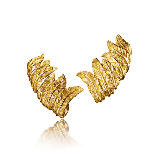 Verdura Feather Cuff Earclips in Gold