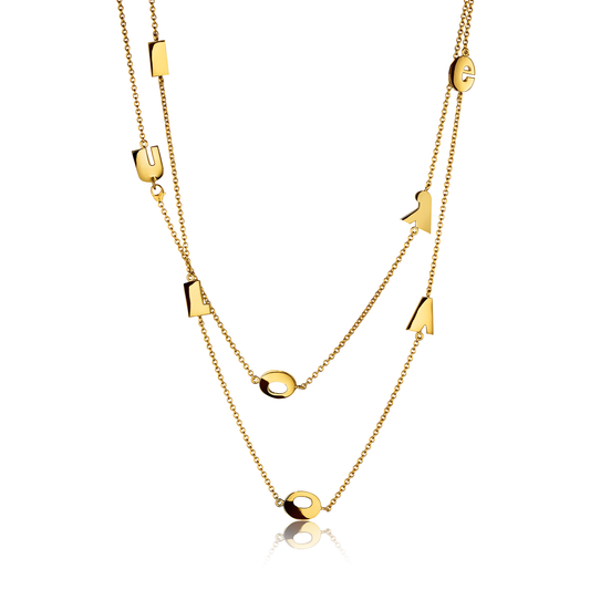 Verdura I Love You Station Necklace in Gold
