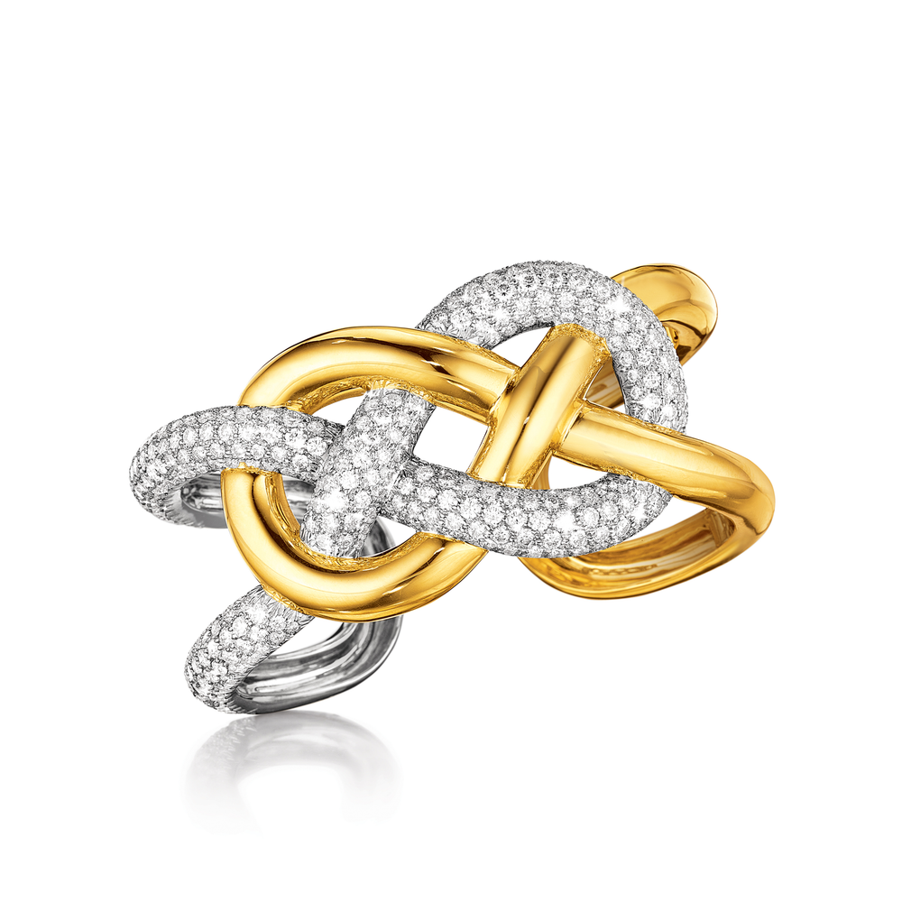 Verdura Infinity Knot Cuff in Gold and Diamond