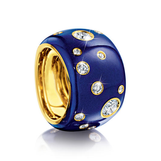 Verdura Night-and-Day Band Ring in Blue Enamel