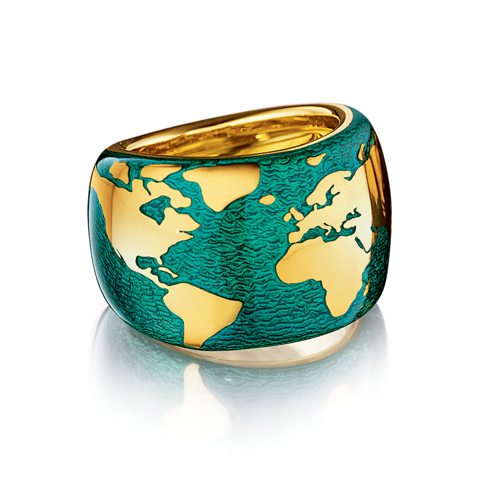 Verdura Night-and-Day Band Rings in Green Enamel