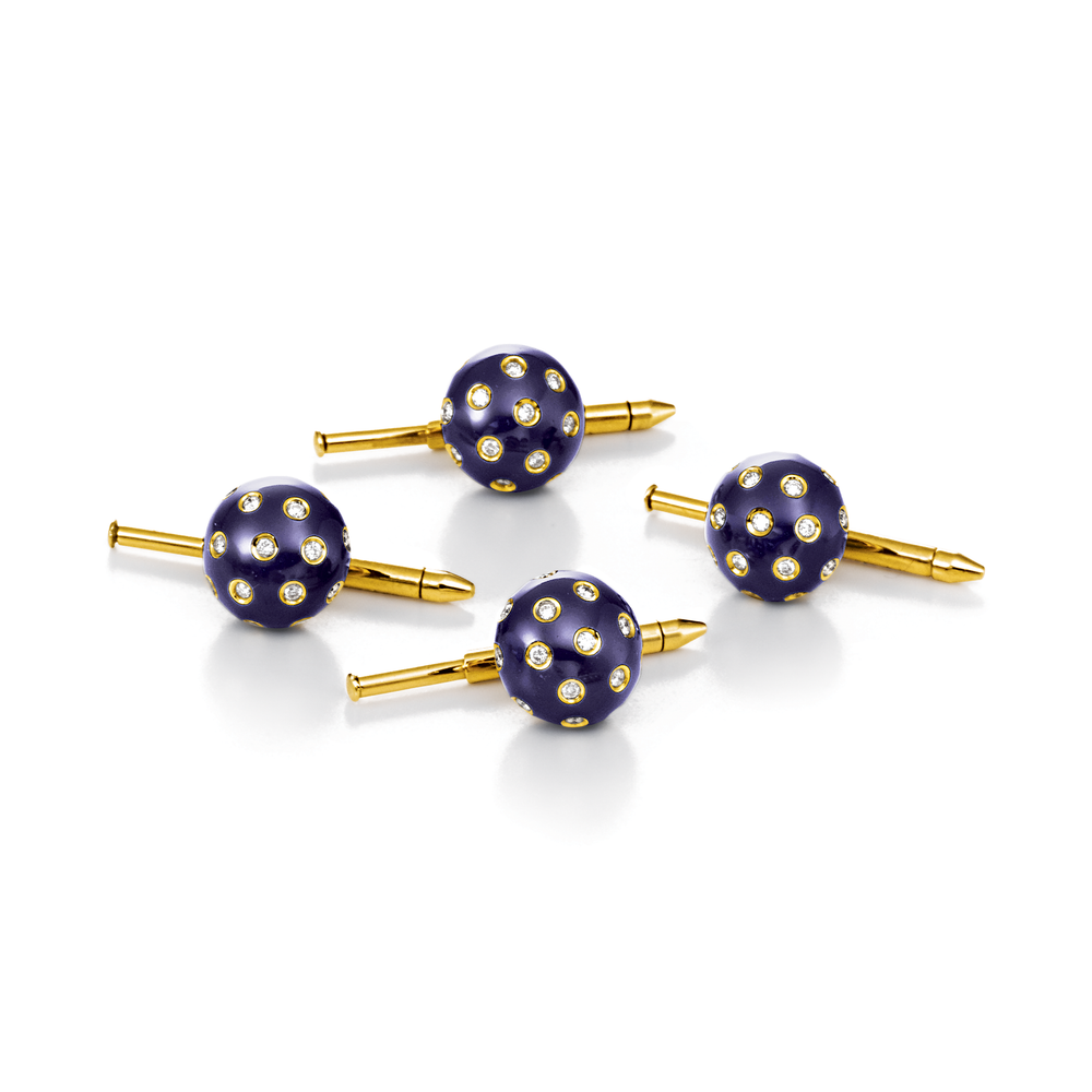 Verdura Night and Day Stud Set in Gold, Enamel, and Diamond