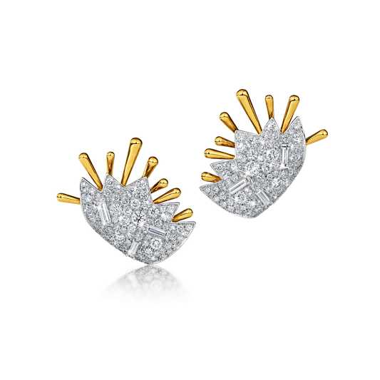 Verdura Stardust Ray Earcuffs in Diamond and Gold