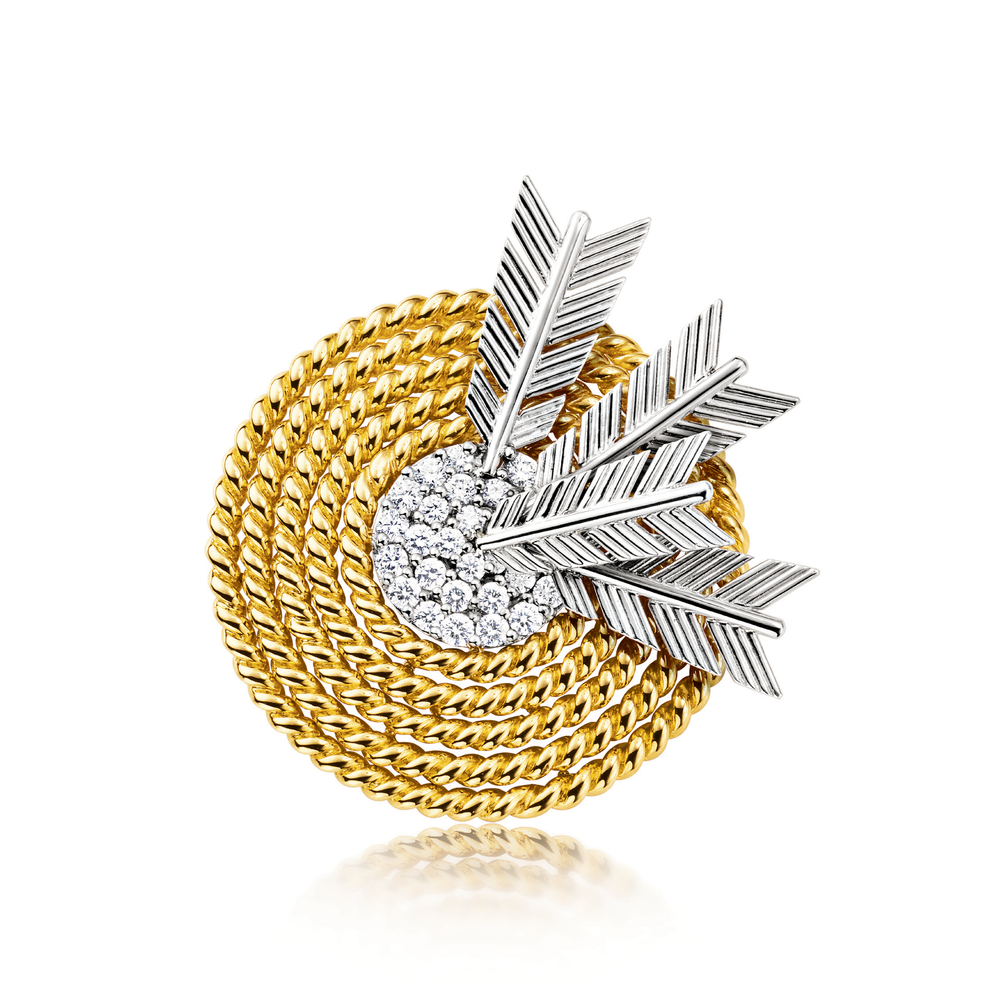 Verdura Target Brooch in Gold, Diamond, and Platinum