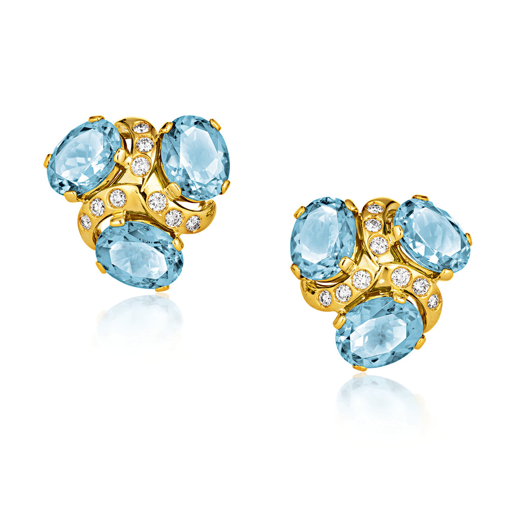 Three Stone Earclips