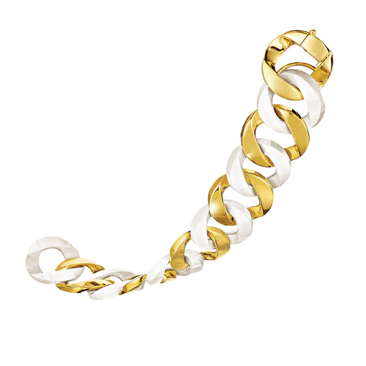 Verdura Curb-Link bracelet in white ceramic and gold