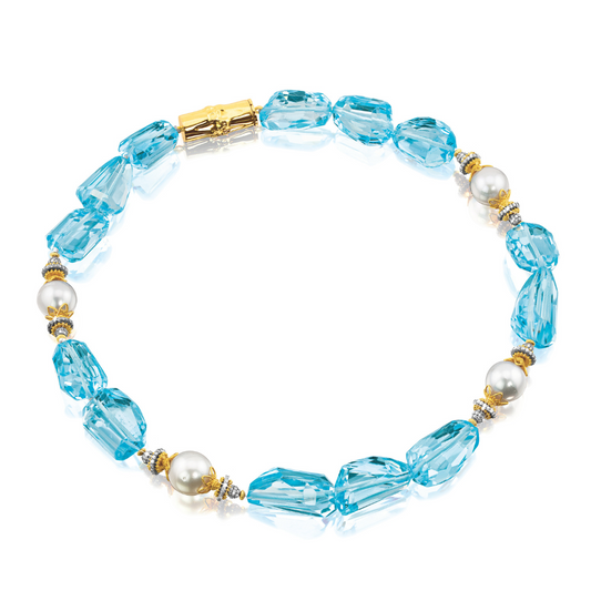 Verdura Byzantine Bead Necklace in blue topaz