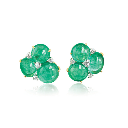 Verdura Cluster Earclips in Emerald