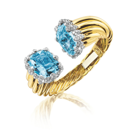 Verdura Fleuron Bracelet in Blue Topaz and Diamond Product