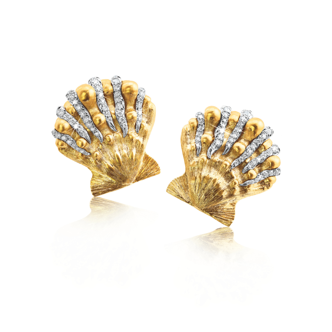 Lion's Paw Shell Earclips with Diamonds – Verdura