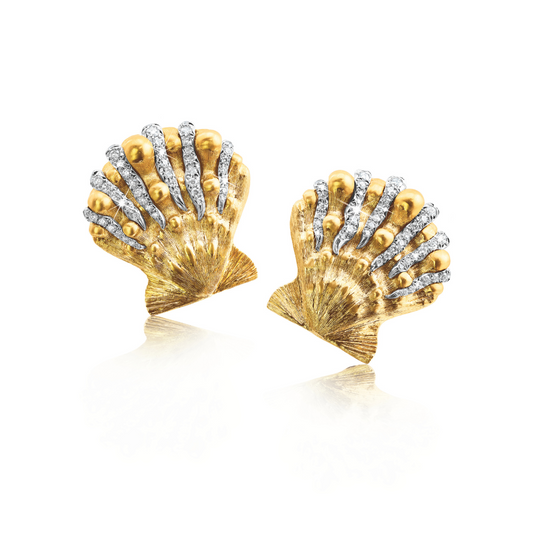 Verdura Lion's Paw Shell Earclips with Diamonds product