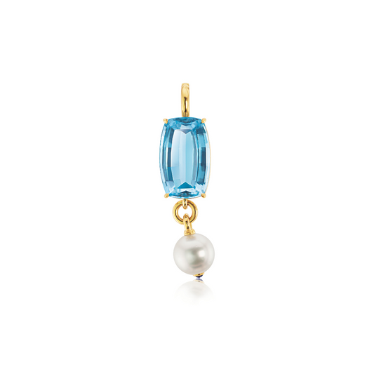 Verdura Sea Glass Pendant in blue topaz and south sea pearl