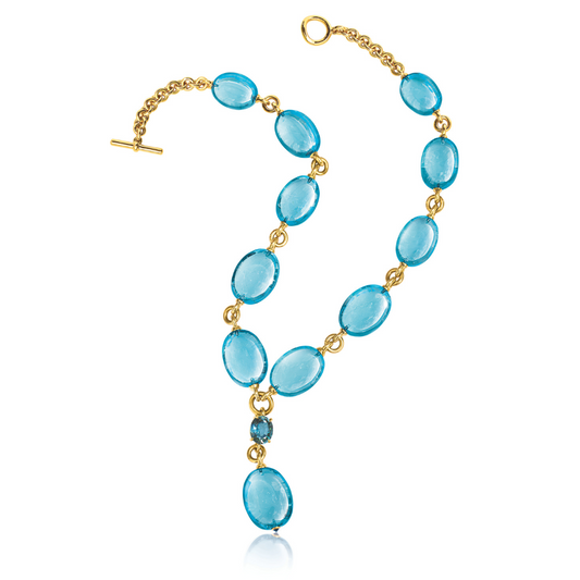 Verdura "Y" Necklace in Blue Topaz