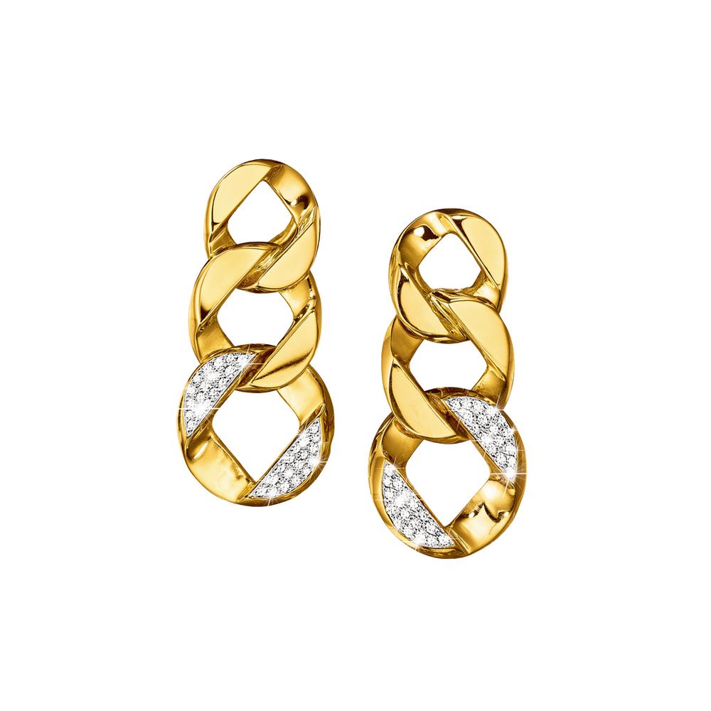 Curb-Link Piccolo Pendant Earclips with Diamonds