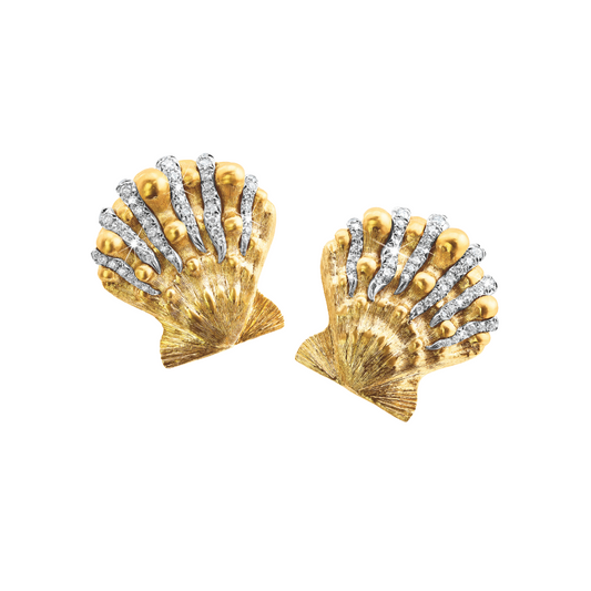 Verdura Lion's Paw earclips in gold, platinum, and diamond