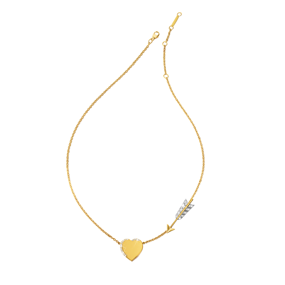 Verdura Cupid's Arrow Necklace in gold, platinum, and diamond