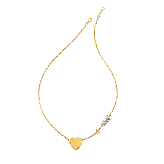 Verdura Cupid's Arrow Necklace in gold, platinum, and diamond