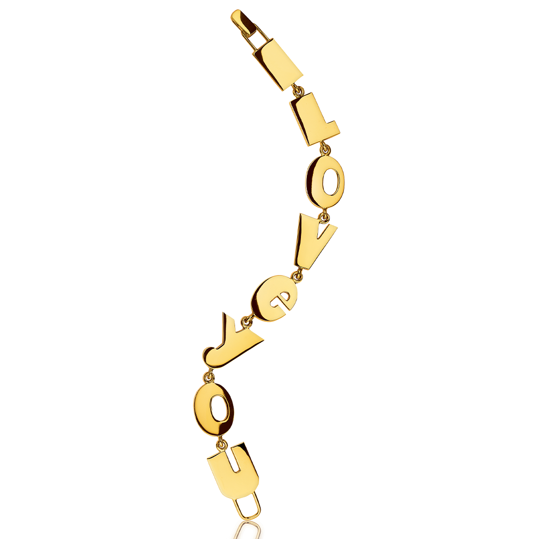 i love you bracelet in gold