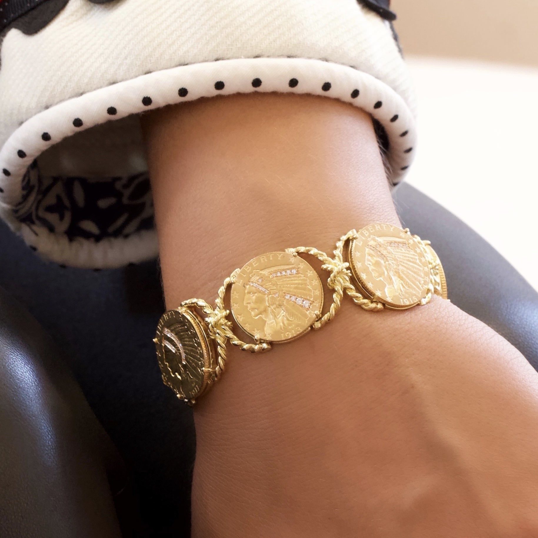 Vintage Mexican Bracelet レアデザイン ゴールデンサイズ S22 Vintage jewelery Mexico. Bracelet. Sterling Silver 925