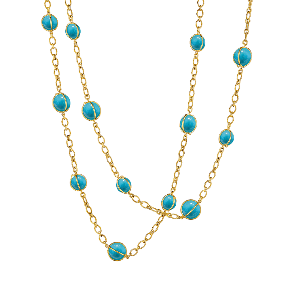 Verdura Bubbles Necklace in turquoise and gold