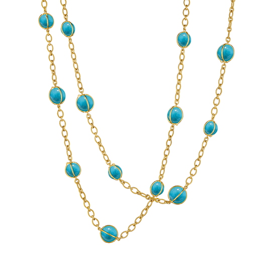 Verdura Bubbles Necklace in turquoise and gold