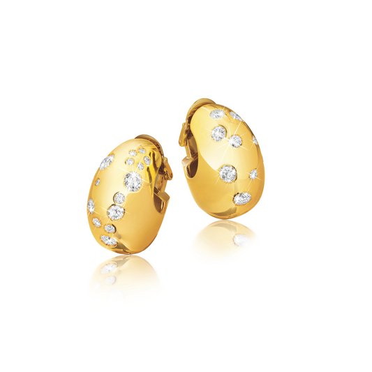 Verdura Constellation Hoop Earclips in gold with diamonds