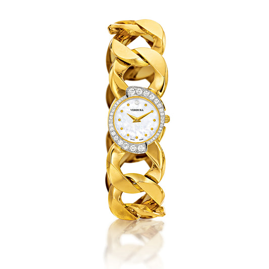 verdura curb-link bracelet watch with diamonds
