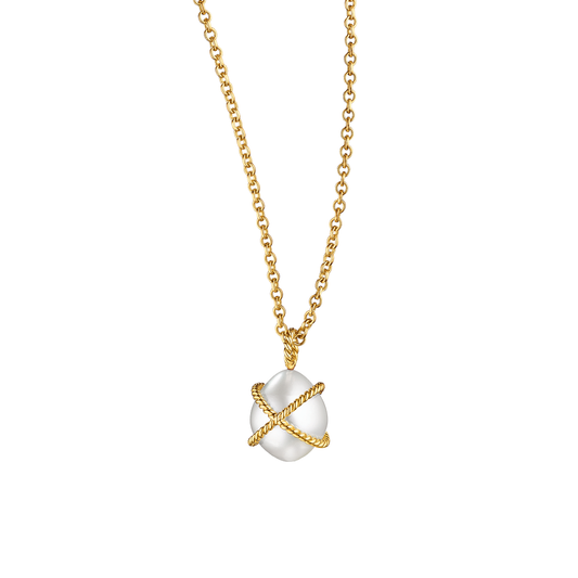 Wrapped Pearl Pendant Necklace