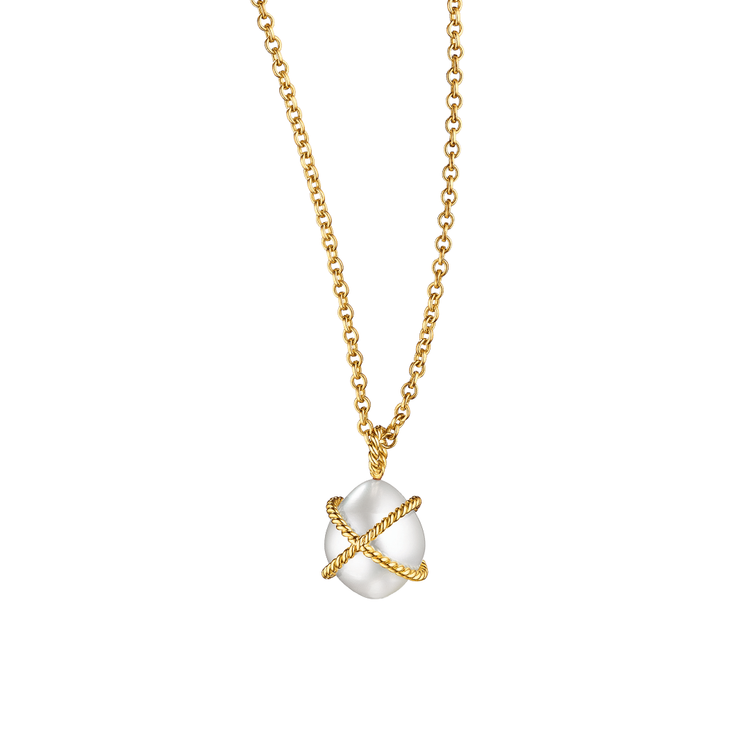 Wrapped Pearl Pendant Necklace