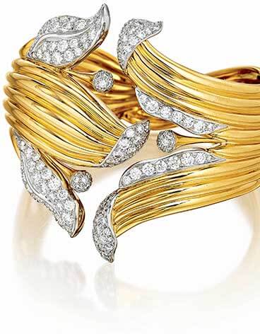 Verdura's Double Crescent Bracelet in gold and diamond