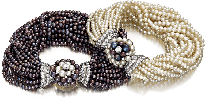 Verdura black and white pearl bracelets made for Babe Paley
